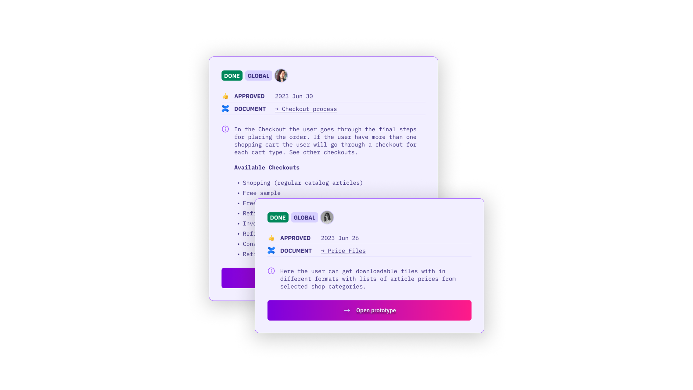 component linked to Jira, explaining the design in Figma