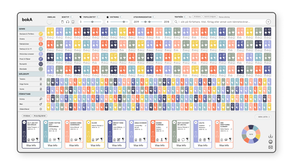 an application with 300 selectable books